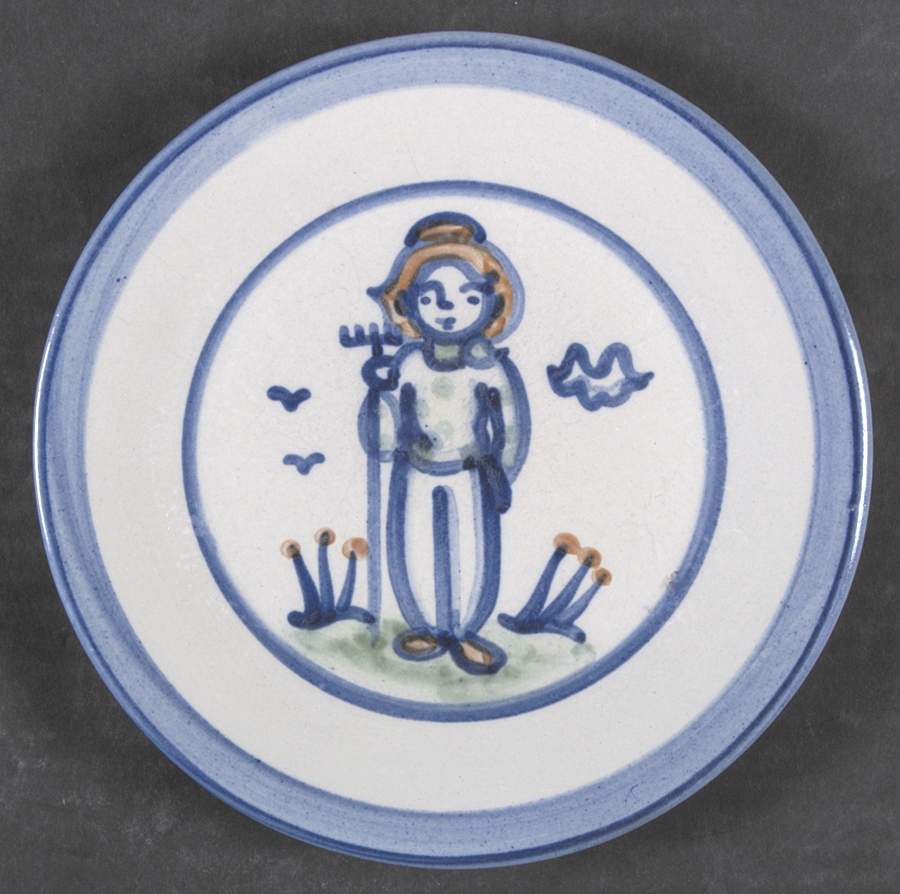 Country Scene Blue Salad/Dessert Plate by M A Hadley-1