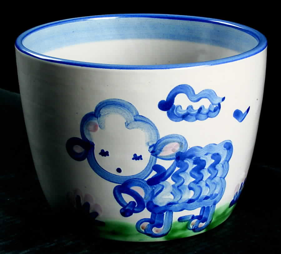 Country Scene Blue 6" Planter Pot by M A Hadley-1