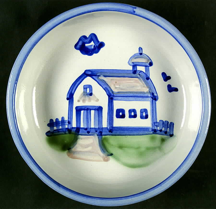 Country Scene Blue 7" Individual Pasta Bowl by M A Hadley-1