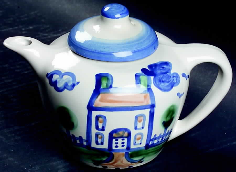 Country Scene Blue Mini Teapot & Lid by M A Hadley-1