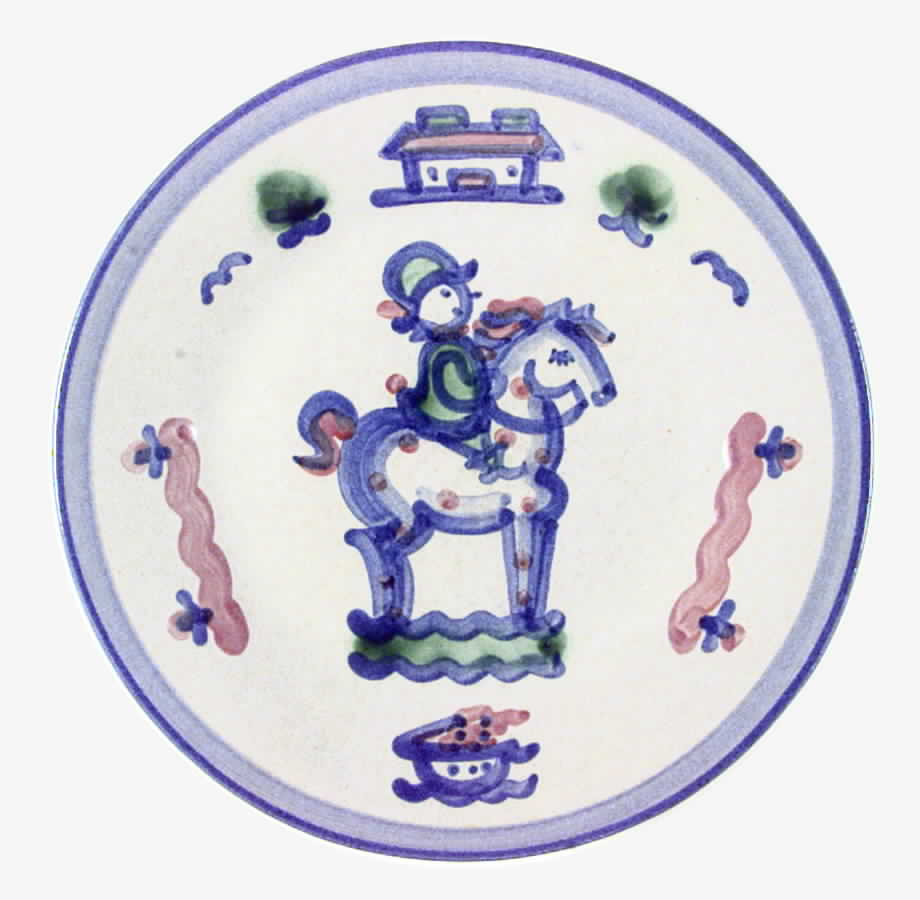 Country Scene Blue Luncheon Plate by M A Hadley-1
