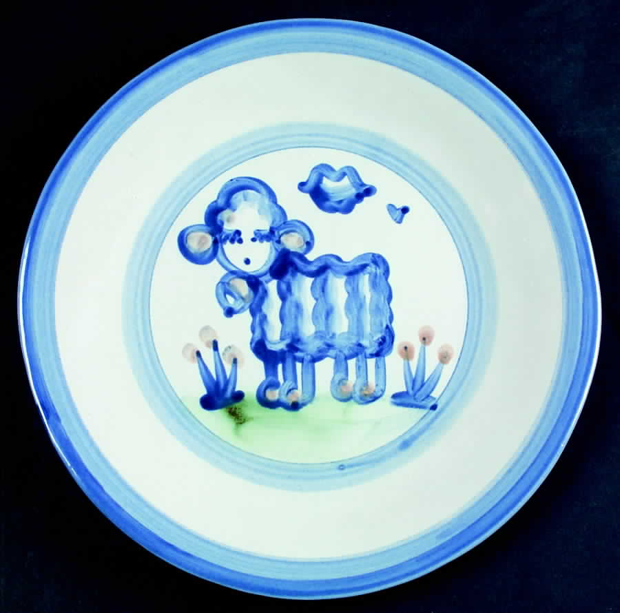 Country Scene Blue Luncheon Plate by M A Hadley-1