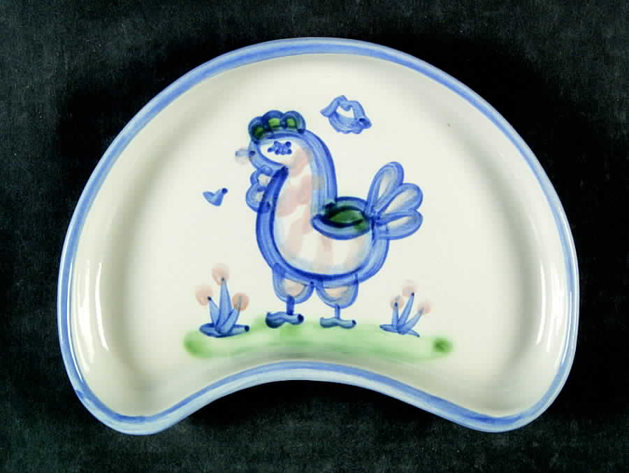 Country Scene Blue Crescent Salad Plate by M A Hadley-1