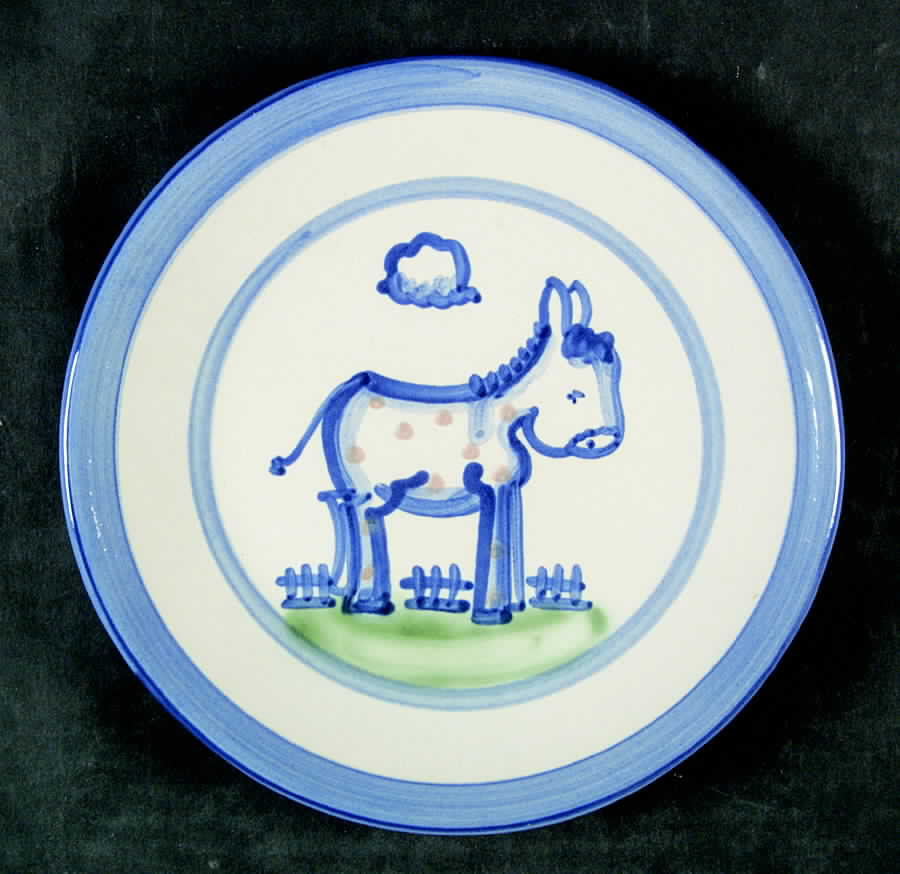 Country Scene Blue Salad/Dessert Plate by M A Hadley-1