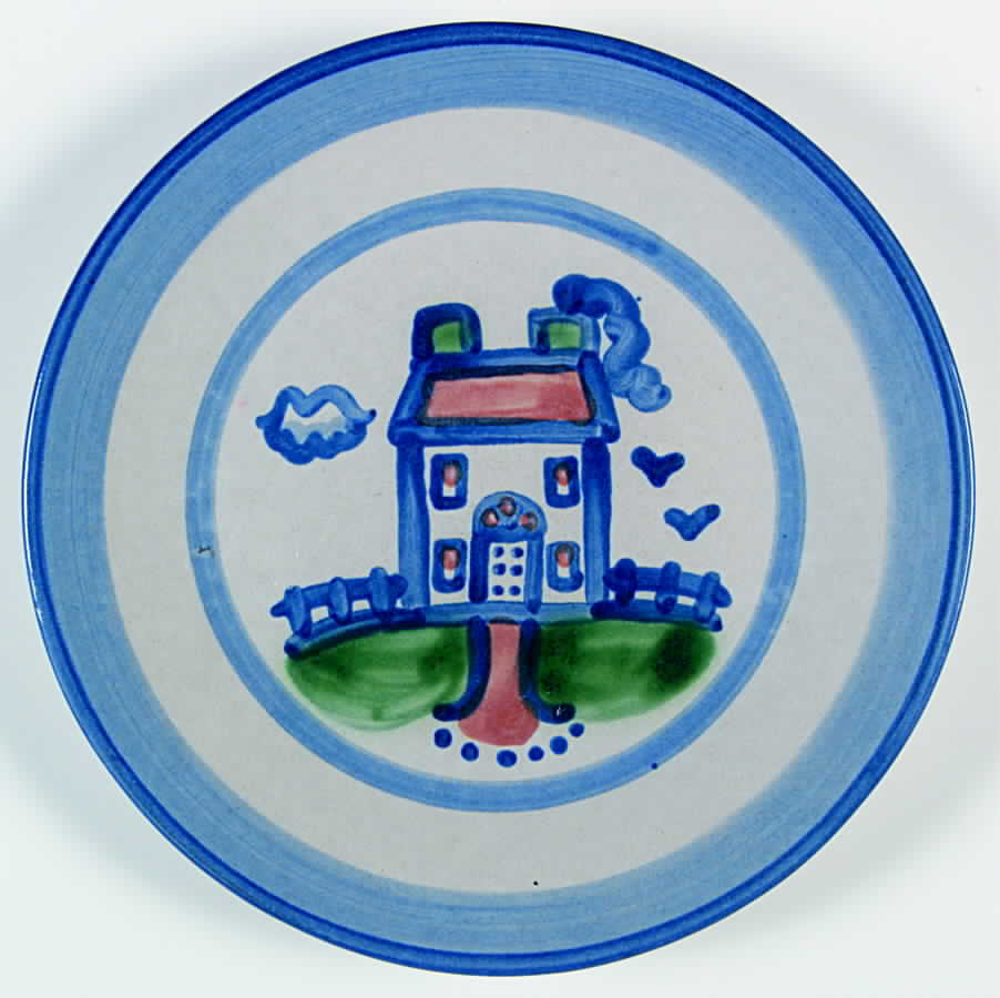 Country Scene Blue Salad/Dessert Plate by M A Hadley-1