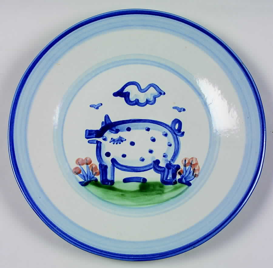 Country Scene Blue Luncheon Plate by M A Hadley-1