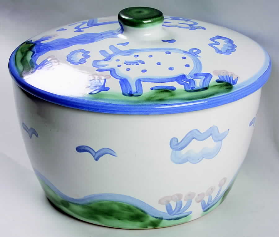 Country Scene Blue Large Tureen/Baker & Lid by M A Hadley-1
