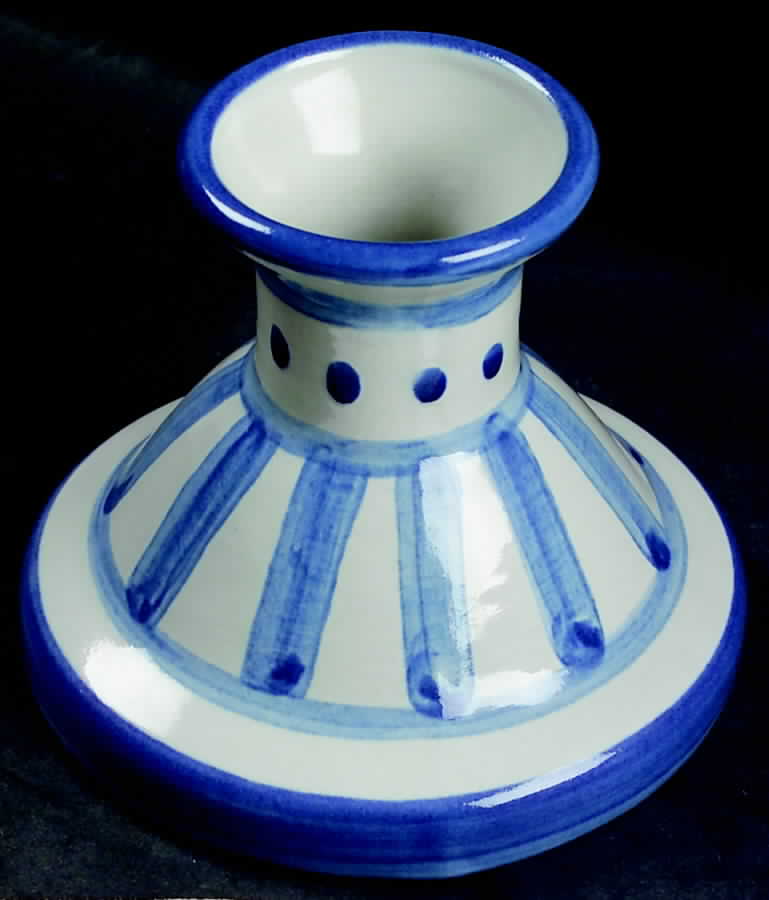 Country Scene Blue 3" Candlestick by M A Hadley-1