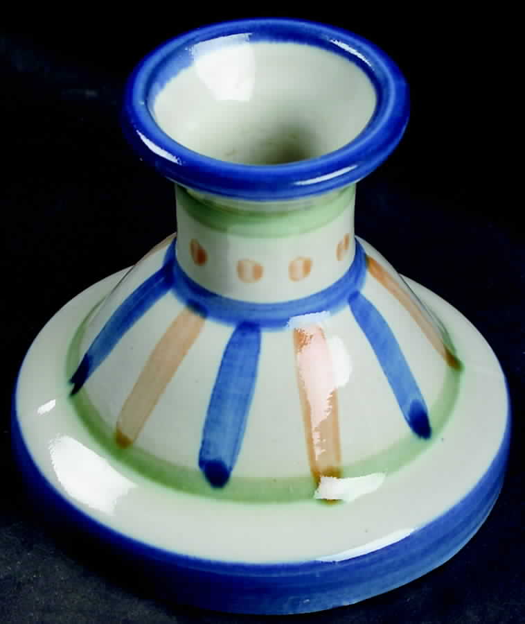 Country Scene Blue 3" Candlesticks by M A Hadley-1