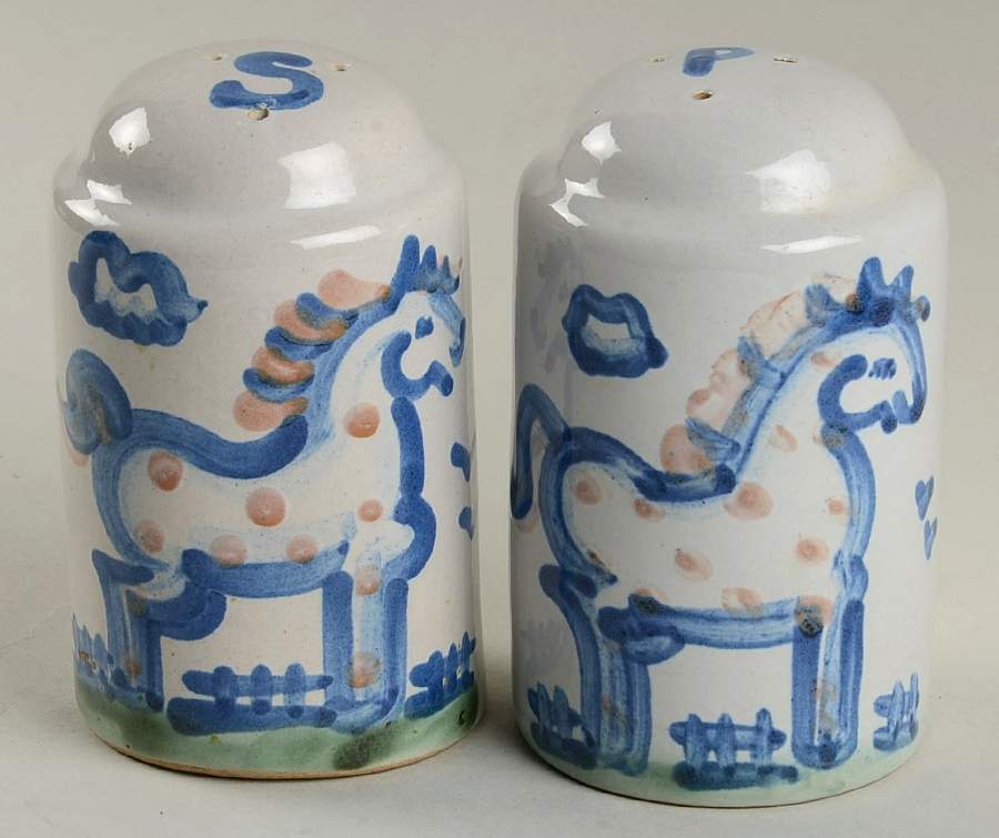 Country Scene Blue Oversized Salt & Pepper Set by M A Hadley-1