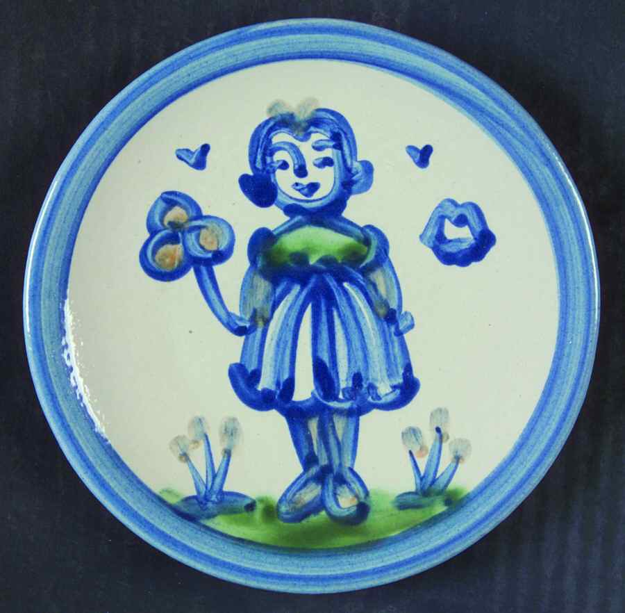 Country Scene Blue Bread & Butter Plate by M A Hadley-1