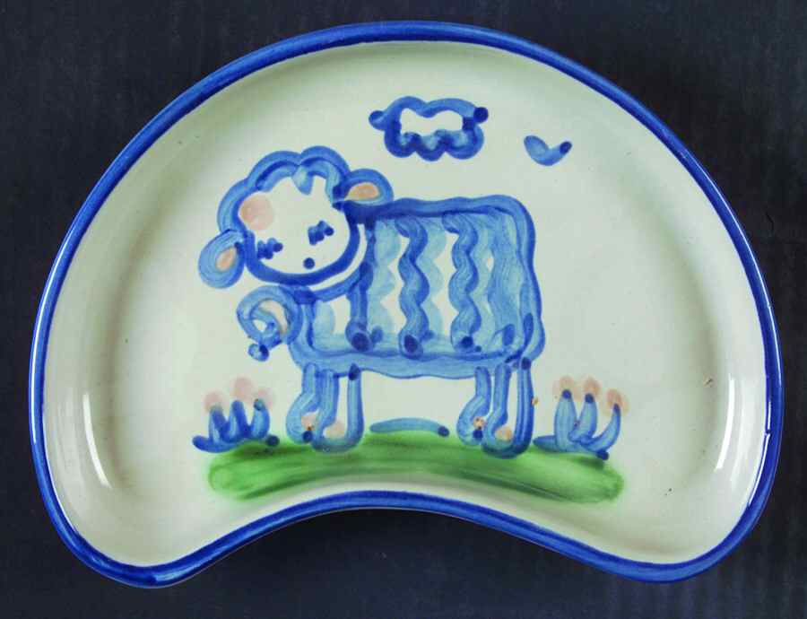 Country Scene Blue Crescent Salad Plate by M A Hadley-1