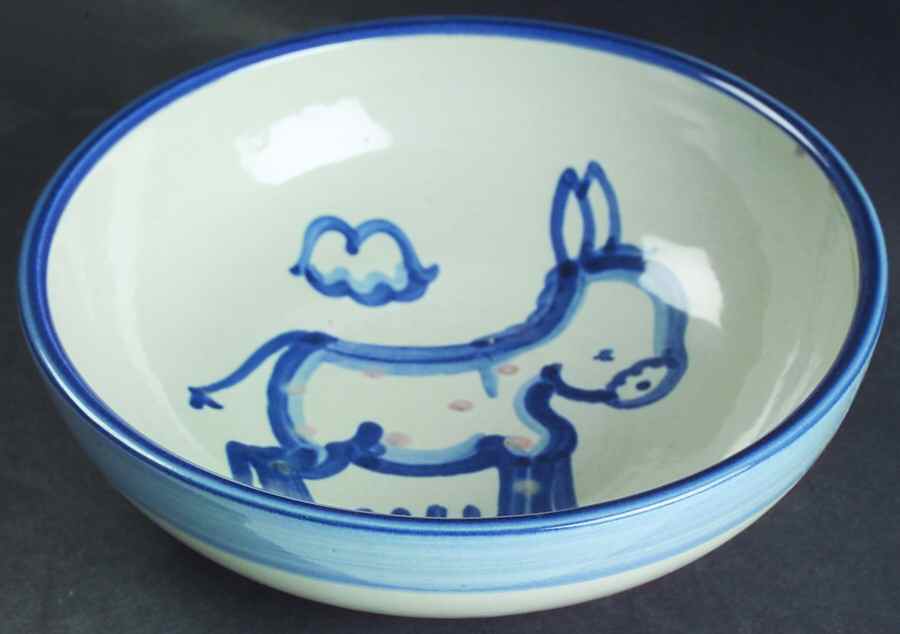 Country Scene Blue Coupe Soup Bowl by M A Hadley-1