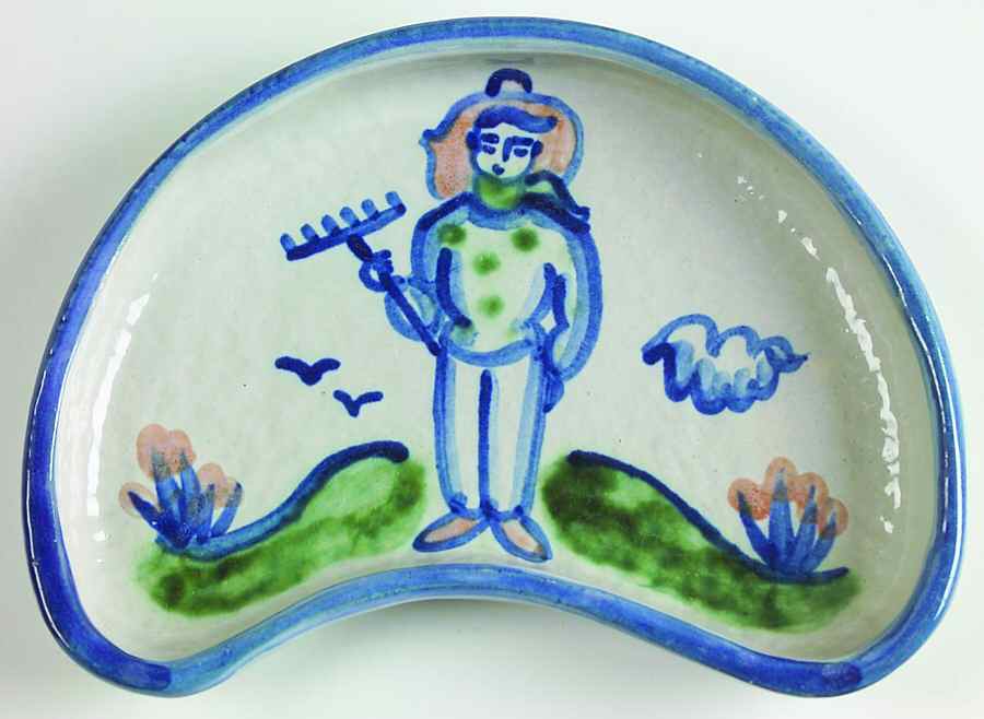 Country Scene Blue Crescent Salad Plate by M A Hadley-1