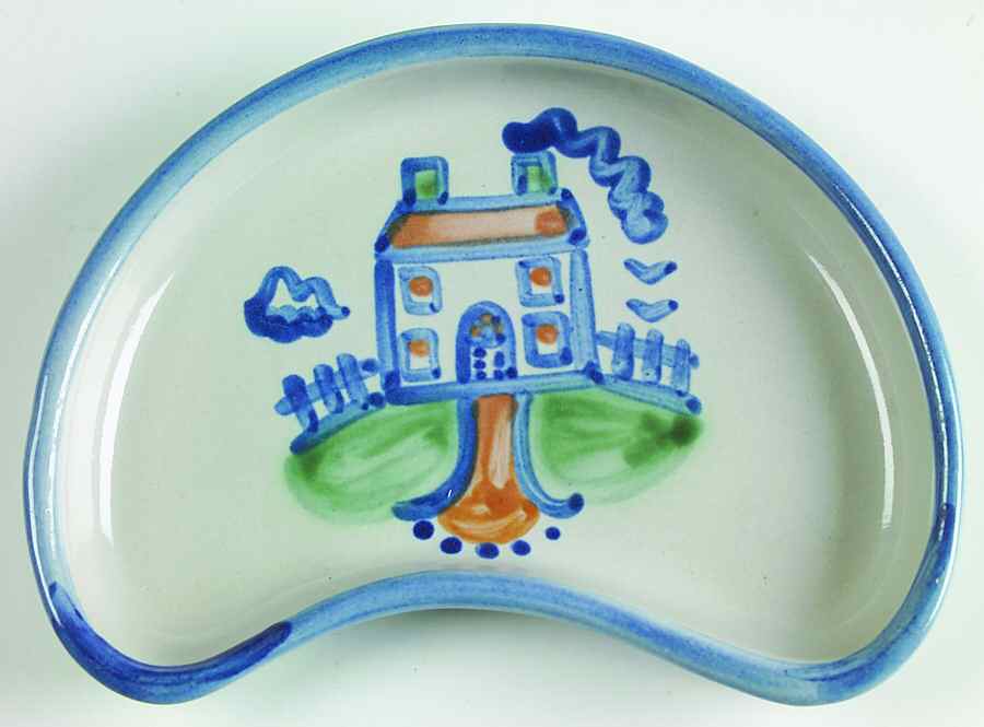 Country Scene Blue Crescent Salad Plate by M A Hadley-1