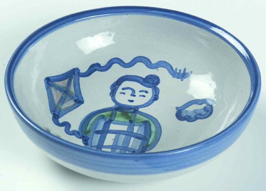 Country Scene Blue Coupe Soup Bowl by M A Hadley-1