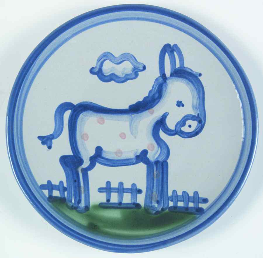Country Scene Blue Bread & Butter Plate by M A Hadley-1