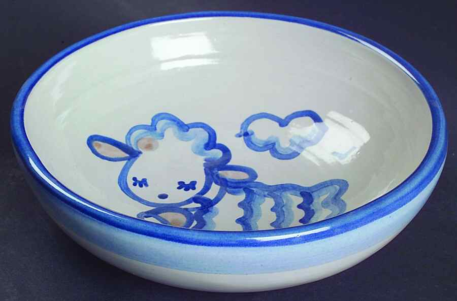 Country Scene Blue Coupe Soup Bowl by M A Hadley-1