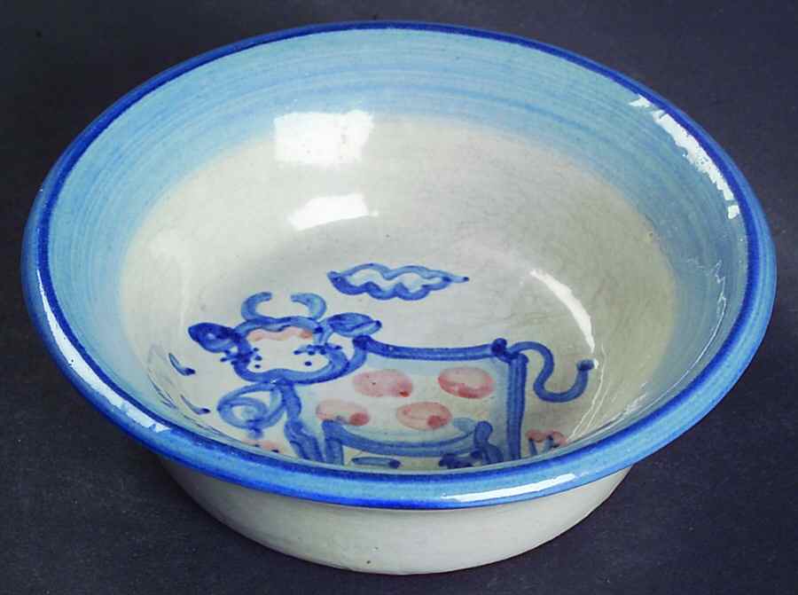 Country Scene Blue Ramekin by M A Hadley-1