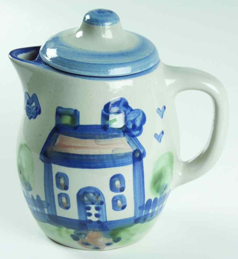 Country Scene Blue Small Coffee Pot & Lid by M A Hadley-1