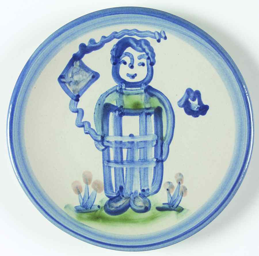 Country Scene Blue Bread & Butter Plate by M A Hadley-1