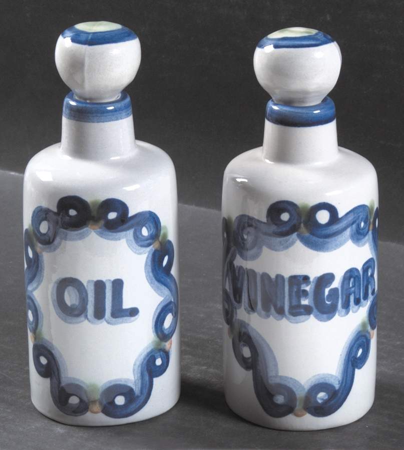 Bluette Vinegar and Oil Set with Stoppers by M A Hadley-1