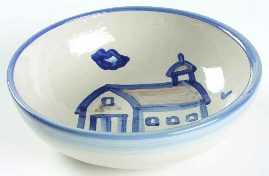 Country Scene Blue Coupe Soup Bowl by M A Hadley-1