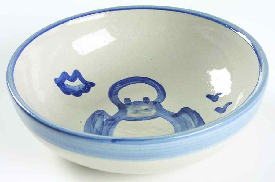 Country Scene Blue Coupe Soup Bowl by M A Hadley-1