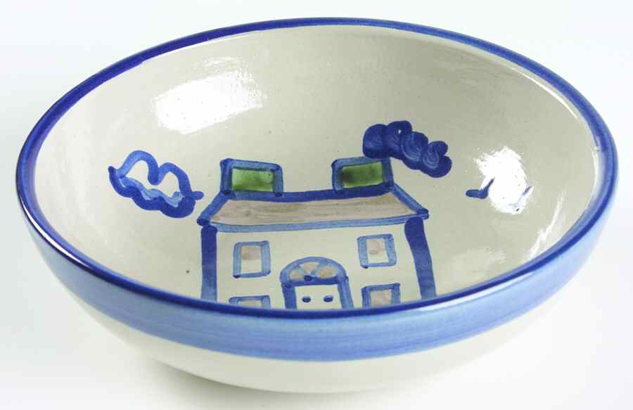 Country Scene Blue Coupe Soup Bowl by M A Hadley-1