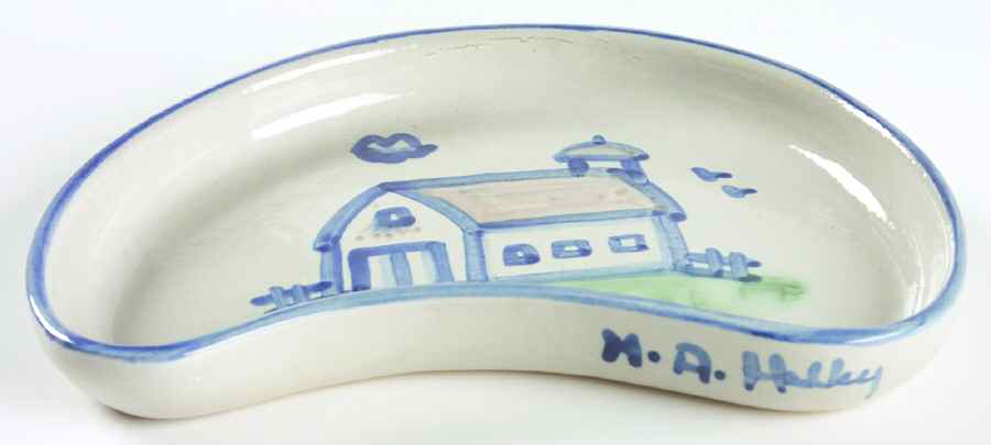 Country Scene Blue Crescent Salad Plate by M A Hadley-1