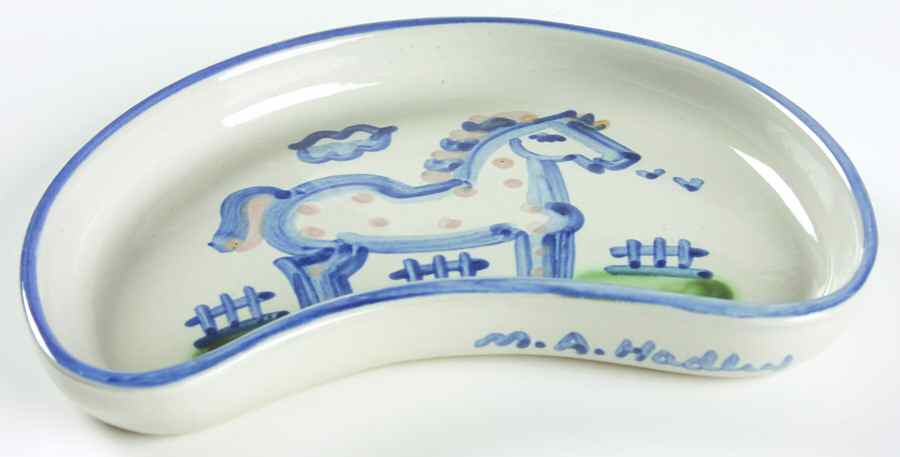 Country Scene Blue Crescent Salad Plate by M A Hadley-1