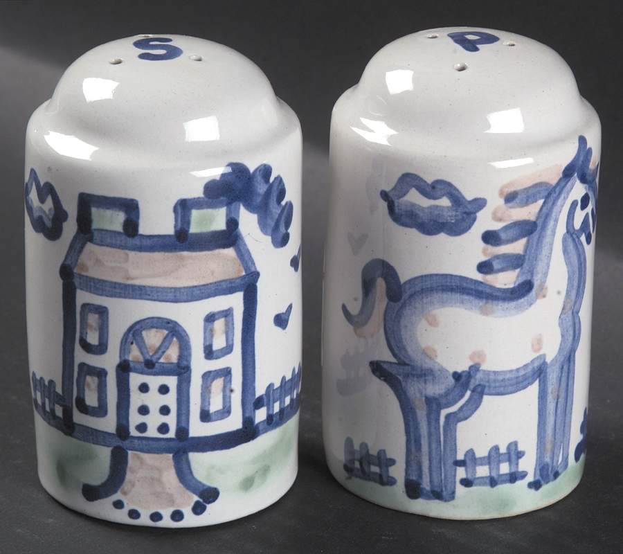 Country Scene Blue Oversized Salt & Pepper Set by M A Hadley-1