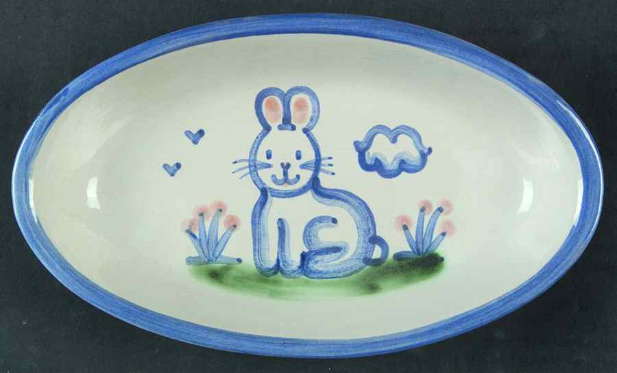 Country Scene Blue 9" Oval Serving Platter by M A Hadley-1
