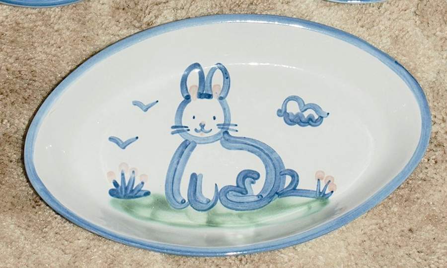 Country Scene Blue 11" Oval Serving Platter by M A Hadley-1