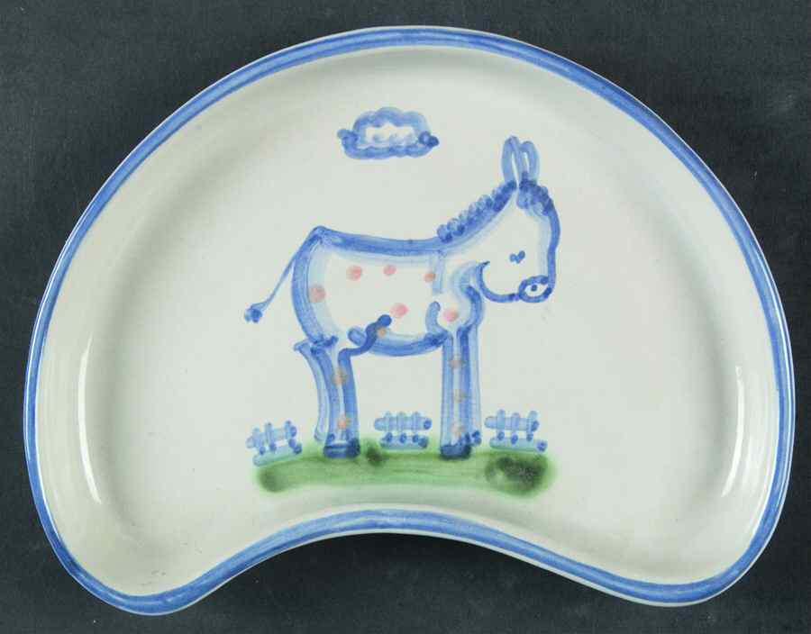 Country Scene Blue Crescent Salad Plate by M A Hadley-1