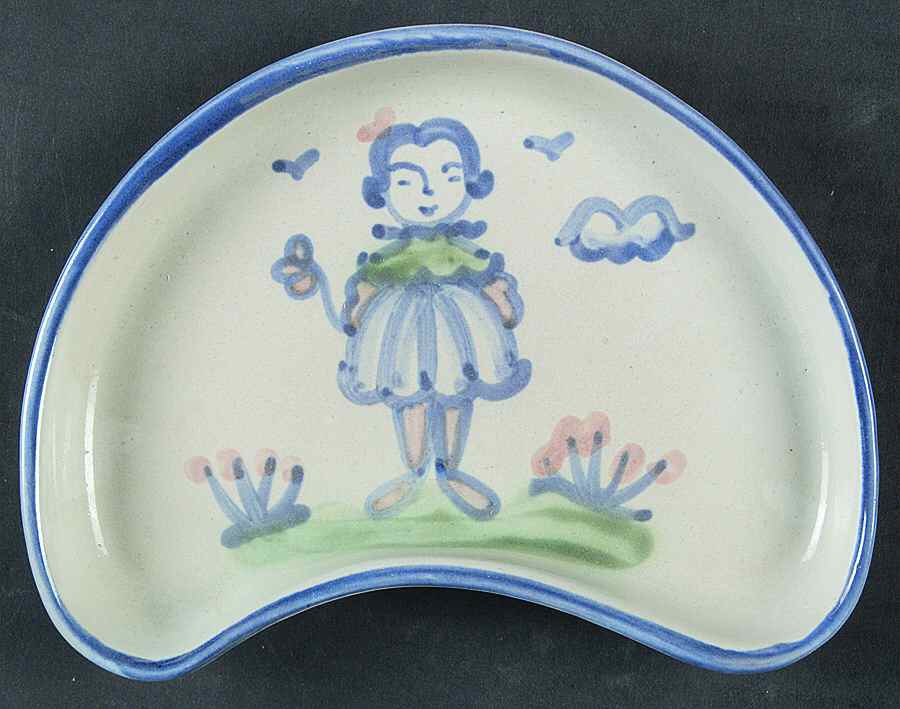 Country Scene Blue Crescent Salad Plate by M A Hadley-1