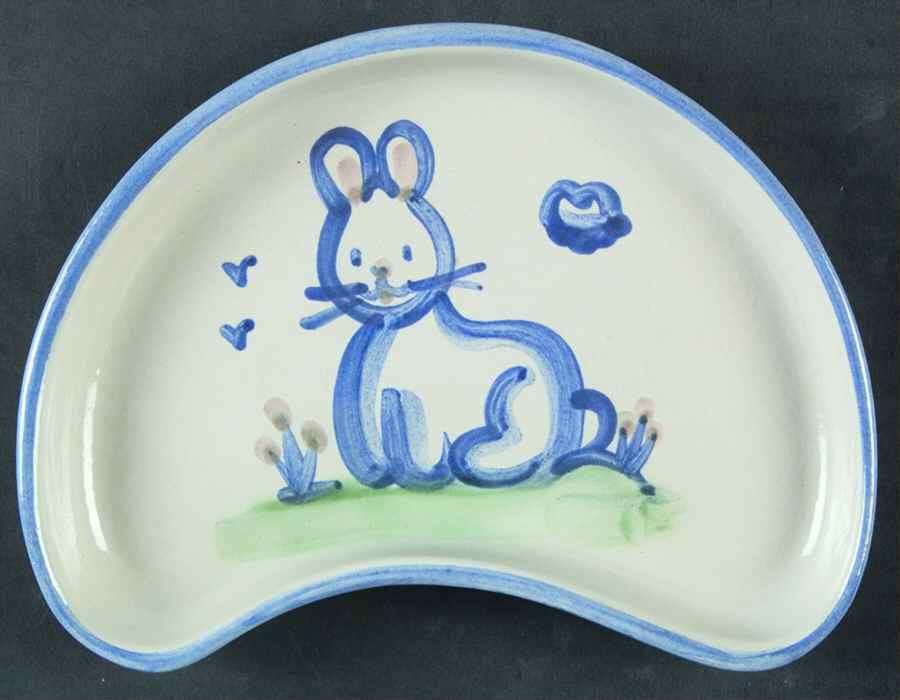 Country Scene Blue Crescent Salad Plate by M A Hadley-1