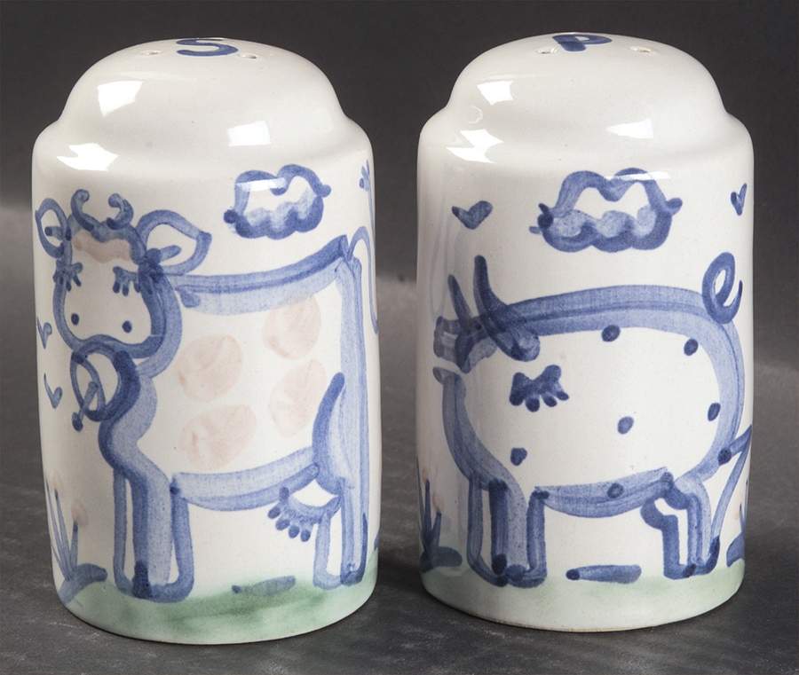 Country Scene Blue Oversized Salt & Pepper Set by M A Hadley-1