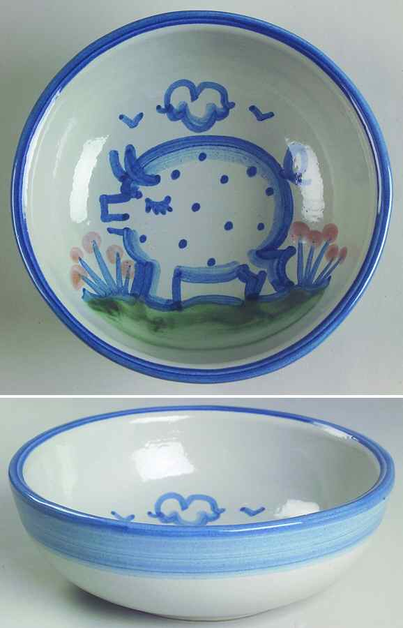 Country Scene Blue Coupe Cereal Bowl by M A Hadley-1