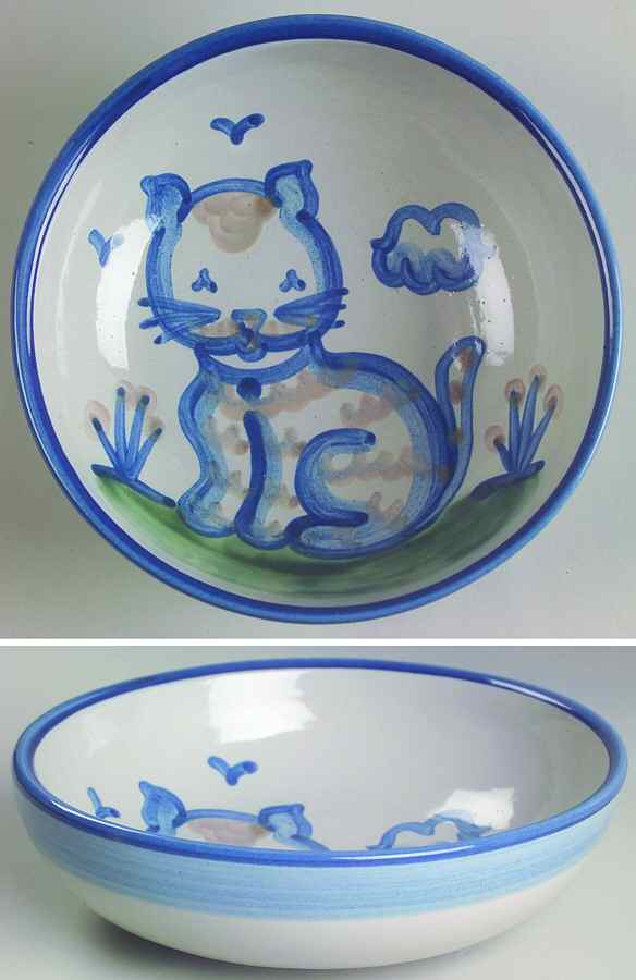 Country Scene Blue Coupe Soup Bowl by M A Hadley-1