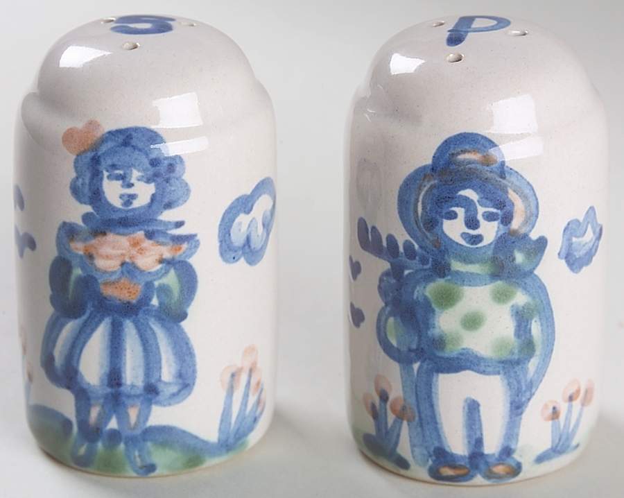 Country Scene Blue Salt & Pepper Set by M A Hadley-1