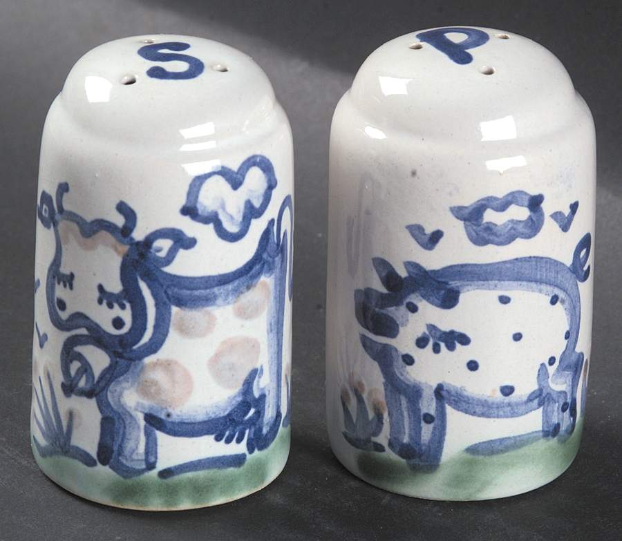 Country Scene Blue Salt & Pepper Set by M A Hadley-1