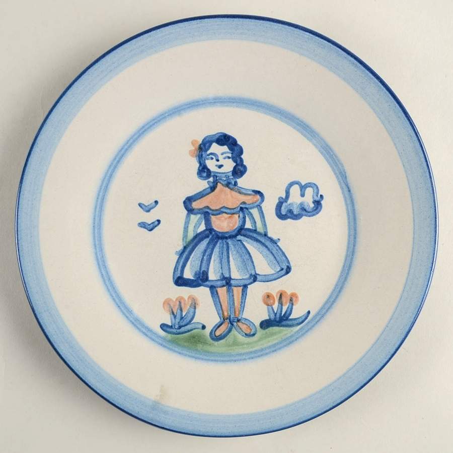 Country Scene Blue Luncheon Plate by M A Hadley-1
