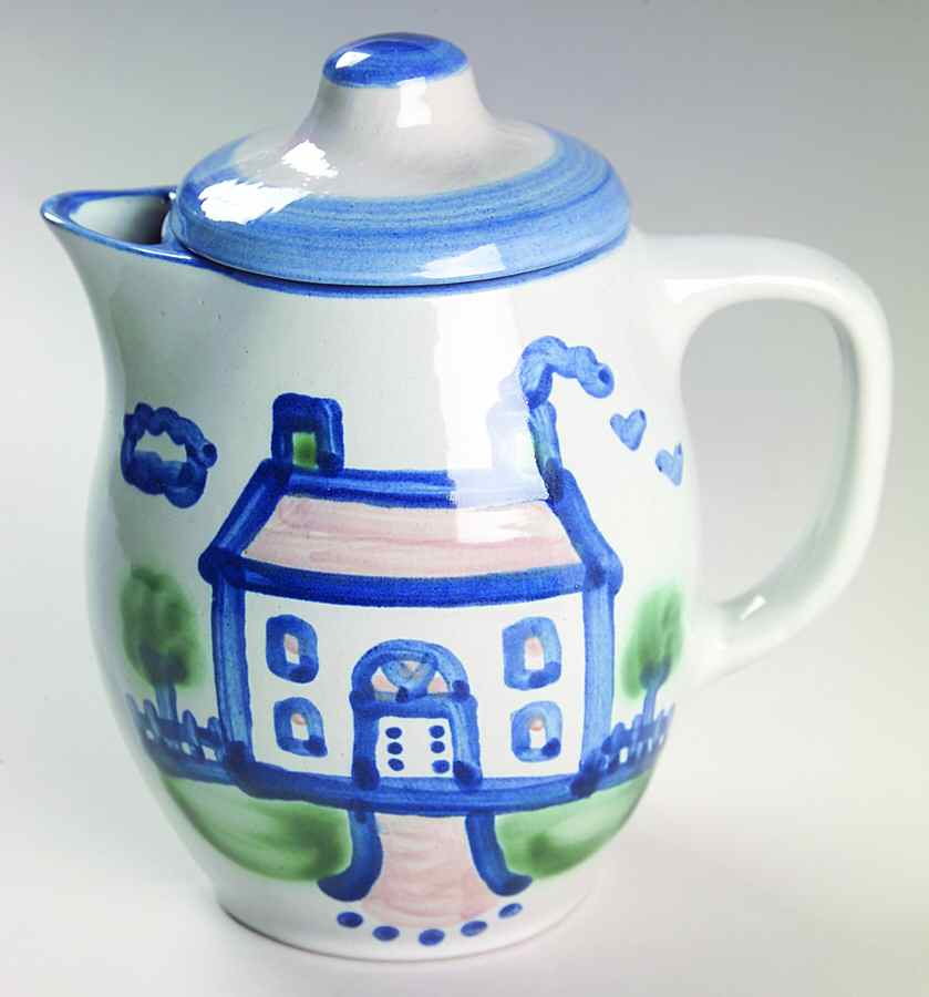 Country Scene Blue Mini Coffee Pot & Lid by M A Hadley-1
