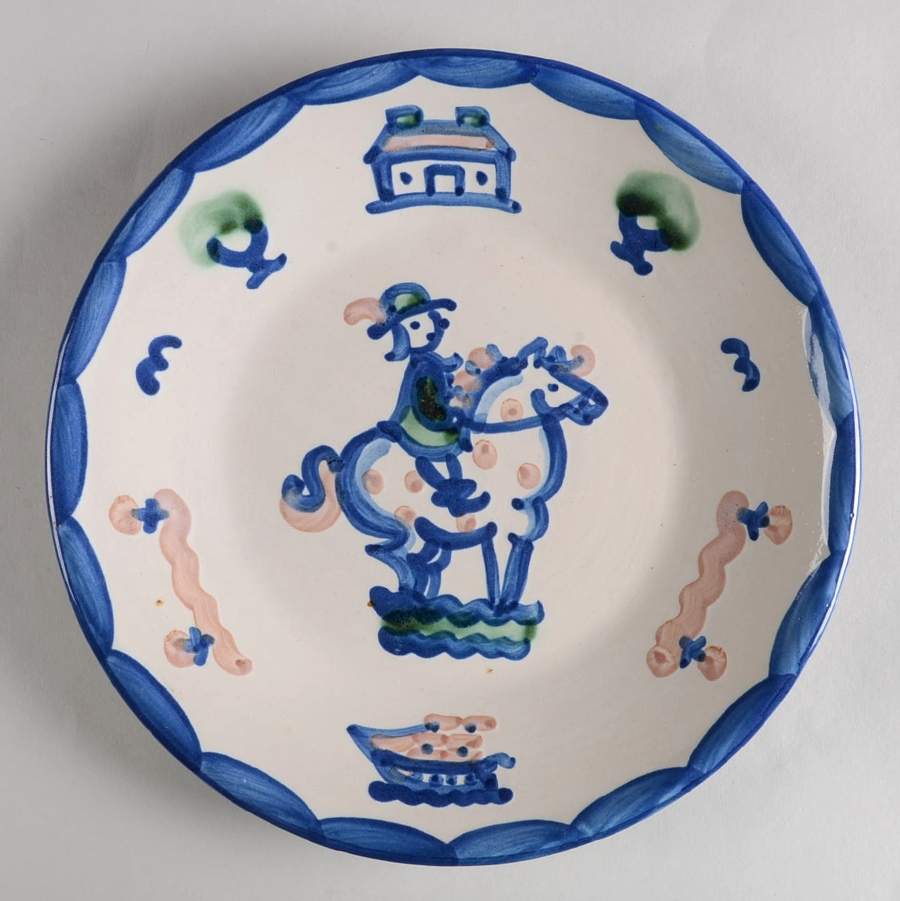 Country Scene Blue Luncheon Plate by M A Hadley-1