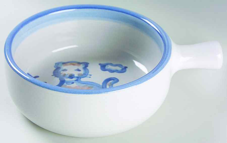 Country Scene Blue Large Porringer No Lid by M A Hadley-1