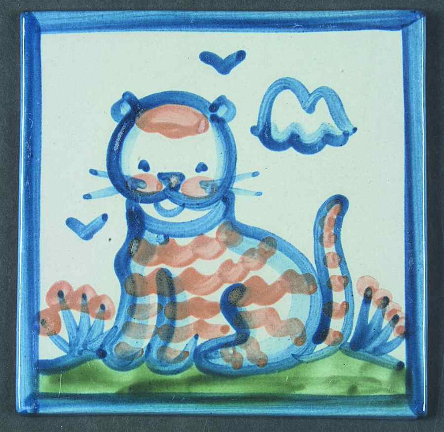 Country Scene Blue 6" Individual Ceramic Tile Insert by M A Hadley-1