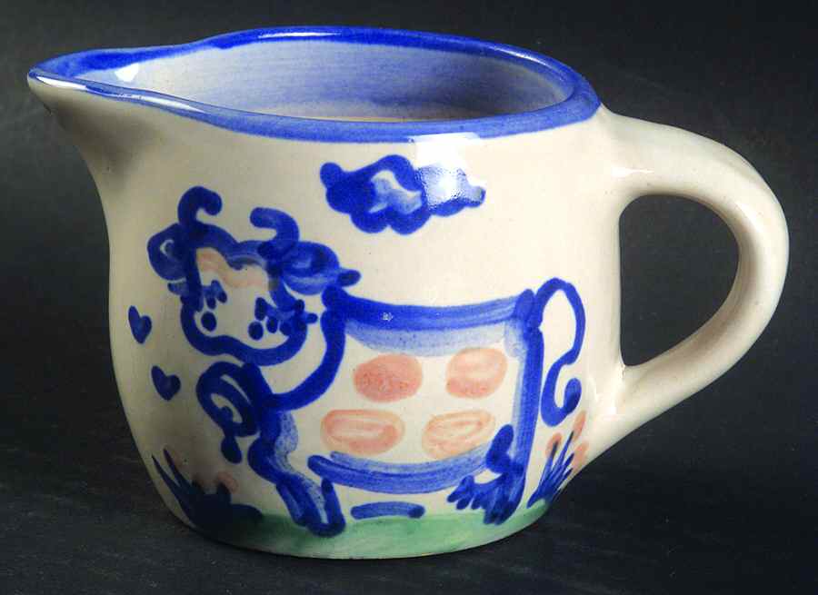 Country Scene Blue Creamer by M A Hadley-1