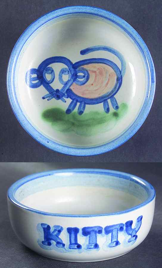 Country Scene Blue Bowl-Pet by M A Hadley-1