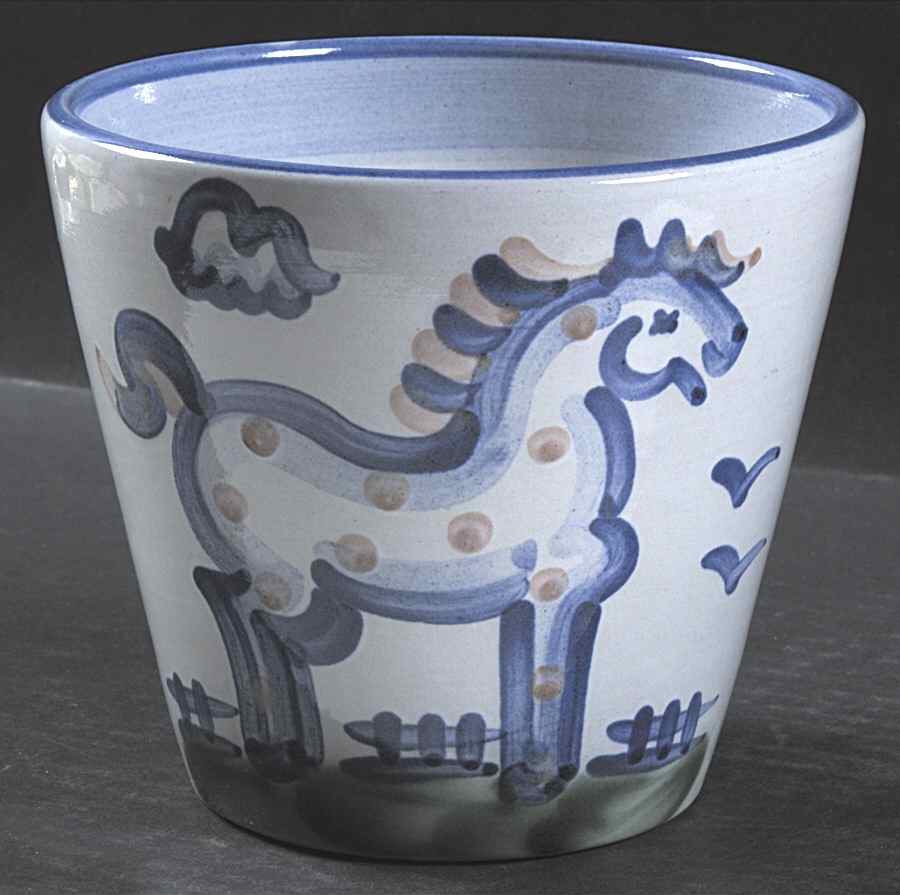 Country Scene Blue 4" Cachepot by M A Hadley-1